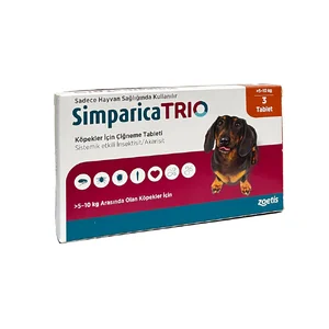قرص ضد کک و کنه سگ سیمپاریکا تریو وزن 5 تا 10 کیلوگرم zoetis simparica TRIO