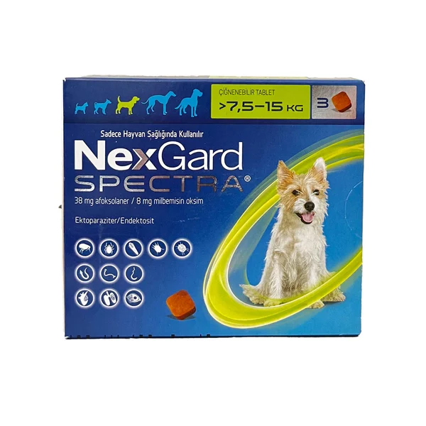 قرص ضد انگل، کک و کنه نکس گارد اسپکترا سگ 7.5 تا 15 کیلوگرم – NexGard SPECTRA
