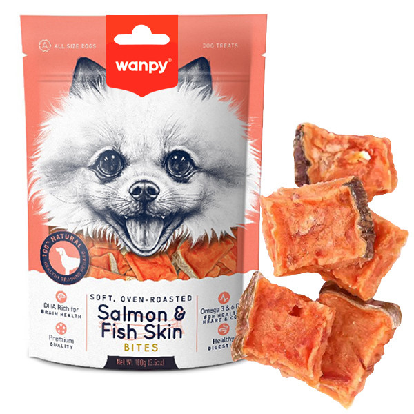 تشویقی ونپی سگ ماهی سالمون Salmon & Fish Skin Bites