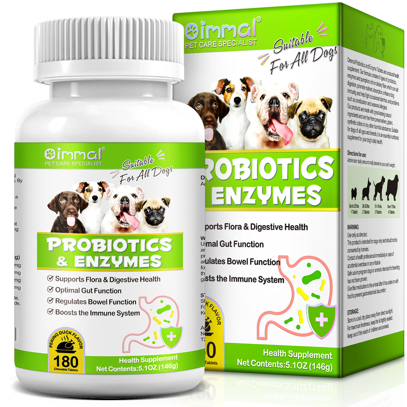 قرص پروبیوتیک سگ اویمال با طعم اردک Oimmal Probiotics & Enzymes Dog Pill