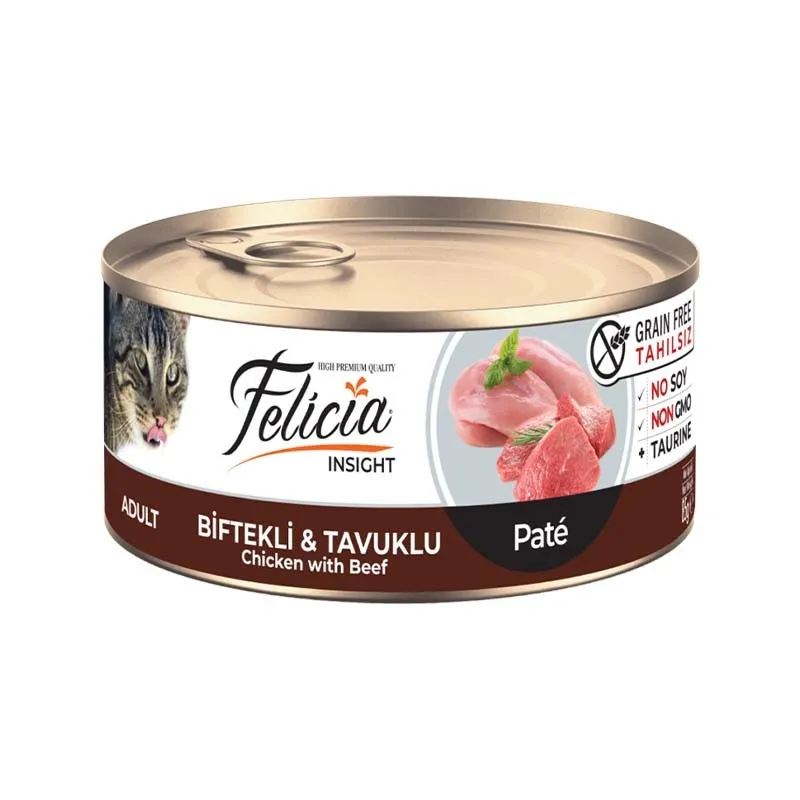 کنسرو پته گربه بالغ فلیشیا با طعم مرغ و گوشت گاو Felicia Canned Adult Cat Food with Chicken & Beef