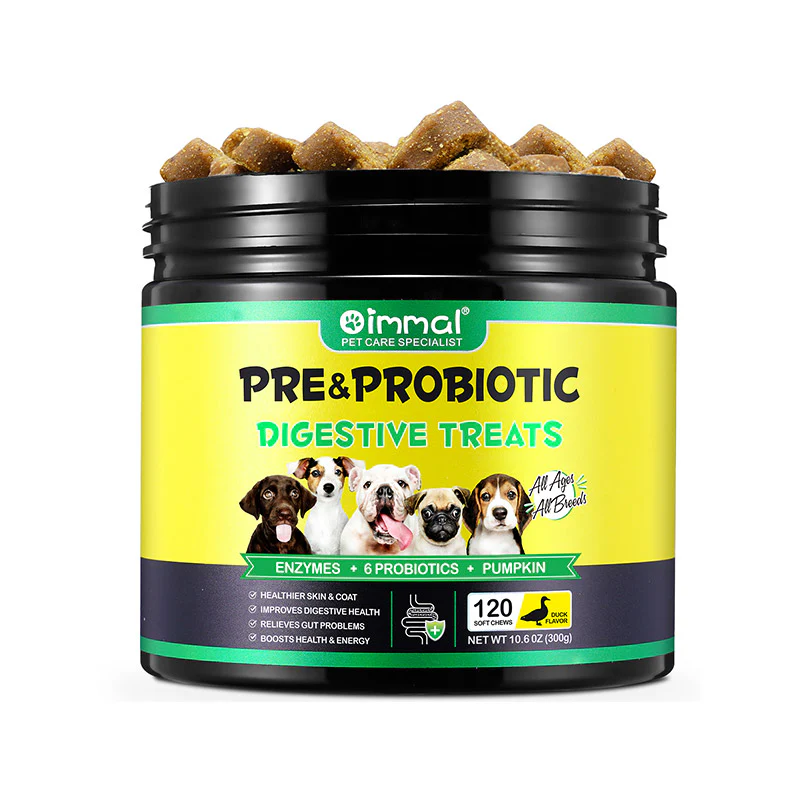 تشویقی پروبیوتیک جویدنی با طعم اردک 120 عددی مخصوص سگ اویمال Oimmal pre&probiotic digestive treats
