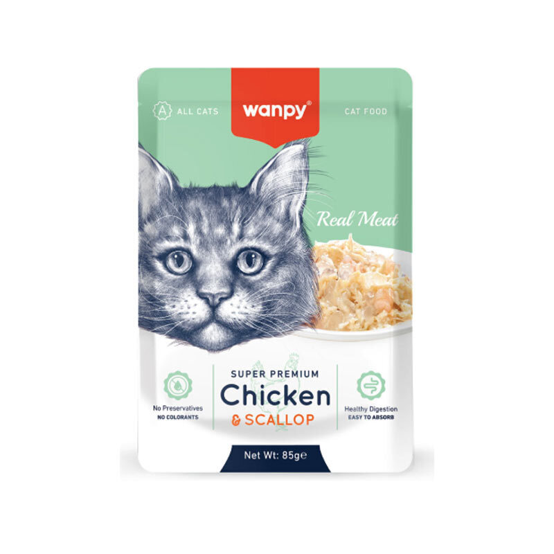 پوچ گربه ونپی با طعم مرغ و گوش ماهی Wanpy Cat Pouch Chicken And Scallop وزن 85 گرم