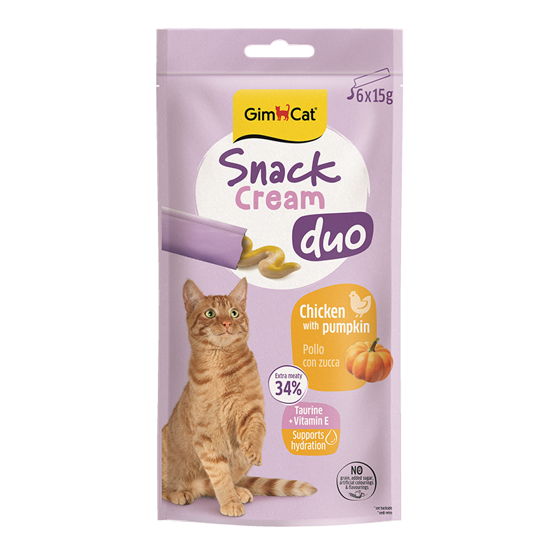 بستنی گربه جیم کت با طعم مرغ و کدو حلوایی GimCat Snack Cream Duo