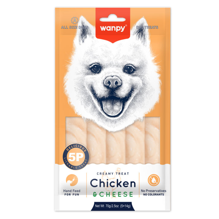 تشویقی بستنی سگ ونپی طعم مرغ و پنیر wanpy creamy treat chicken & cheese