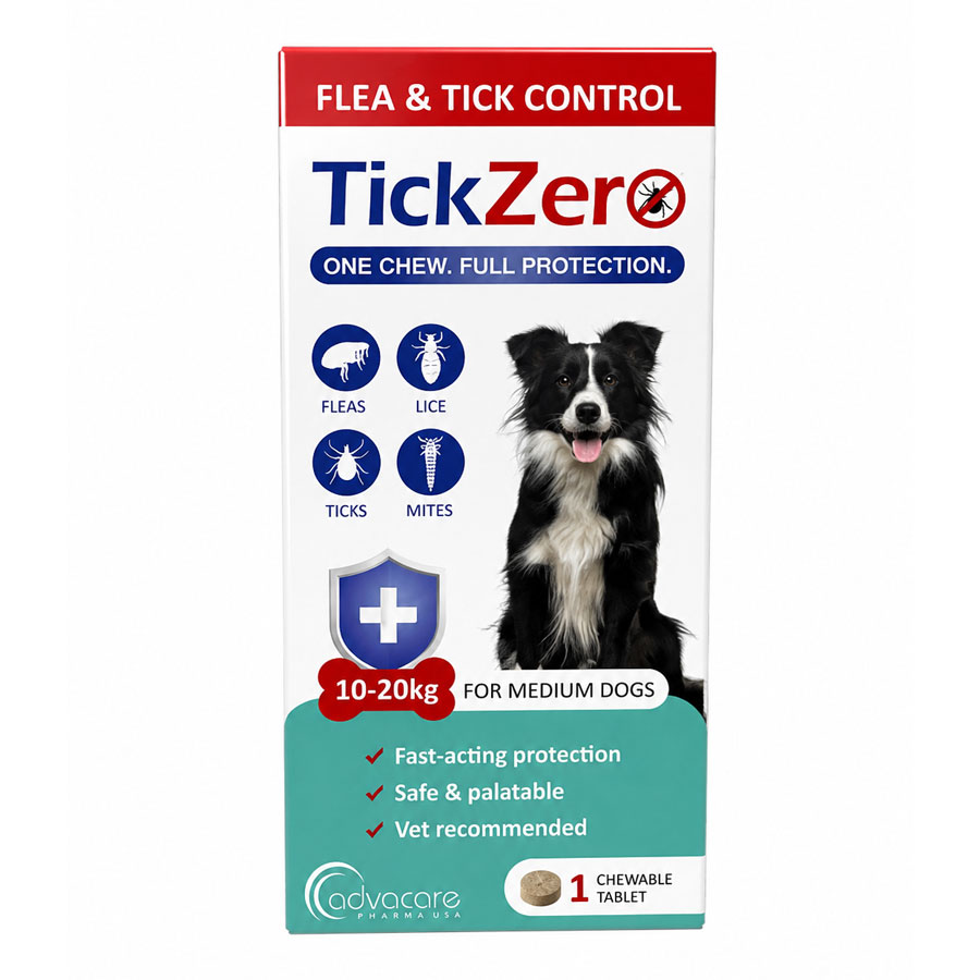 قرص ضد کک و کنه سگ تیک زیرو ادواکر Advacare TickZero وزن 10 تا 20 کیلوگرم