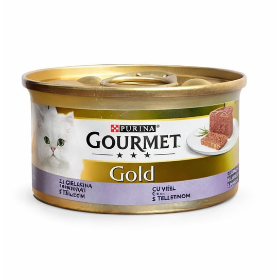 کنسرو گربه گورمت با طعم گوشت گوساله Gourmet Gold with Veal وزن 85 گرم