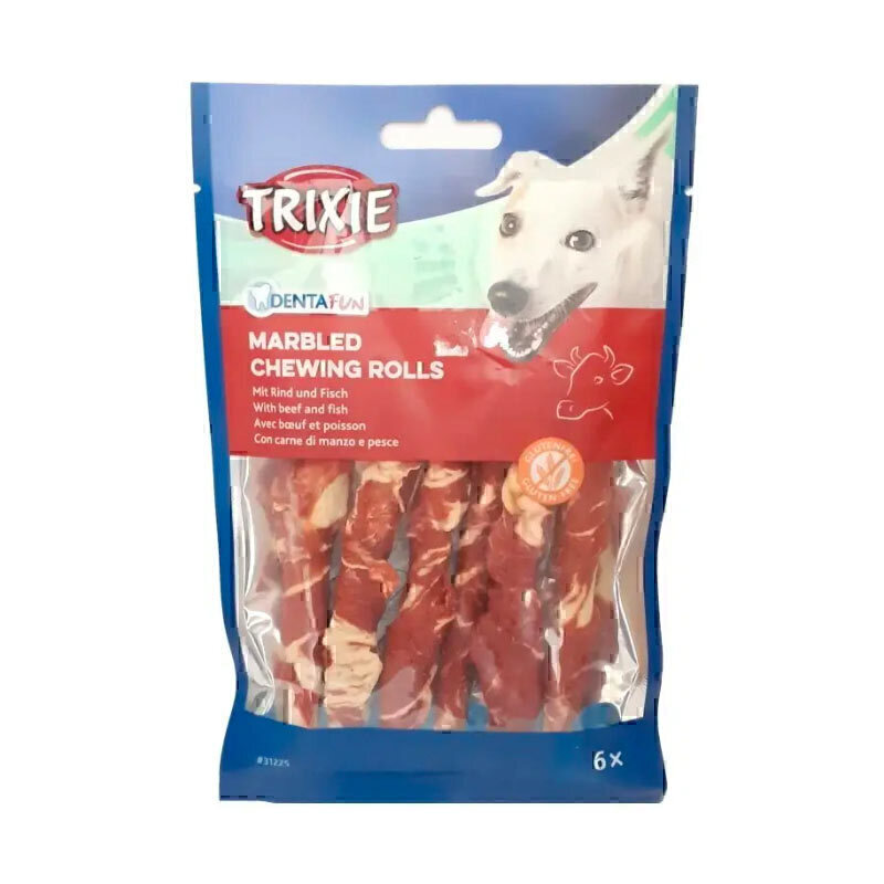 تشویقی دنتال سگ تریکسی دورپیچ گوشت گاو Trixie Marbled Chewing Rolls With Beef