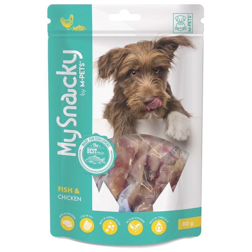 تشویقی سگ ام پتس دورپیچ مرغ و ماهی mpets mySnacky fish & chicken