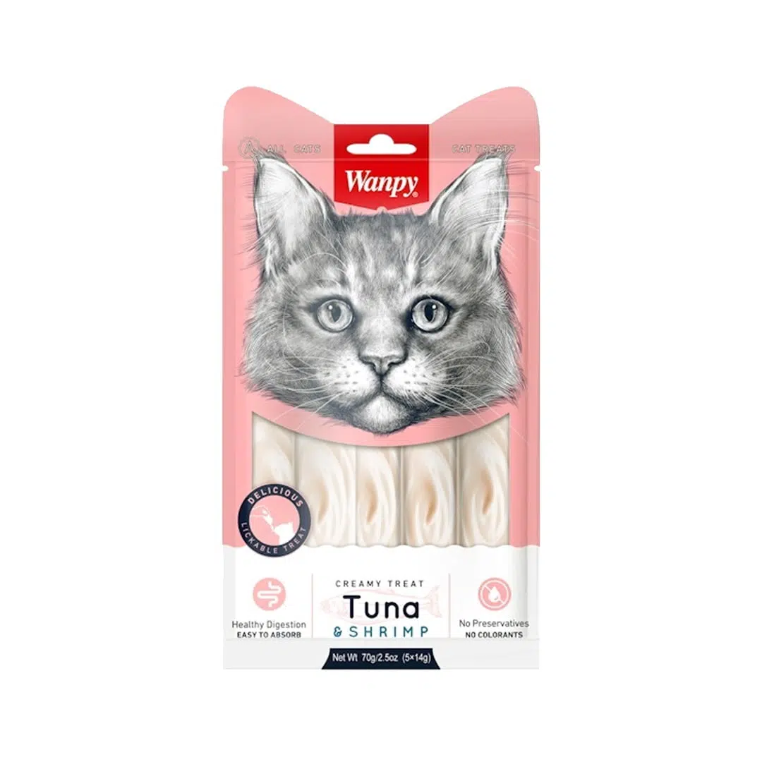 بستنی گربه با طعم ماهی تن و میگو ونپی wanpy creamy treat tuna & shrimp