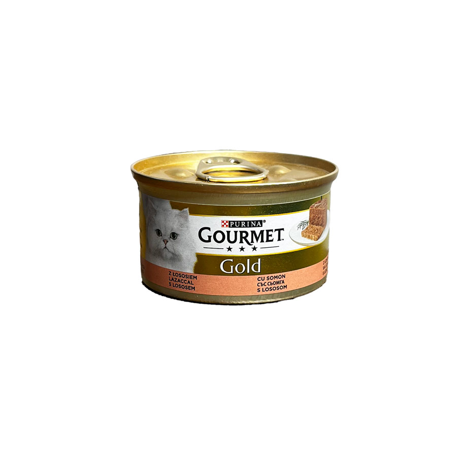 کنسرو گربه گلد گورمت با طعم فیله ماهی سالمون  Gourmet Gold With Salmon وزن 85 گرم
