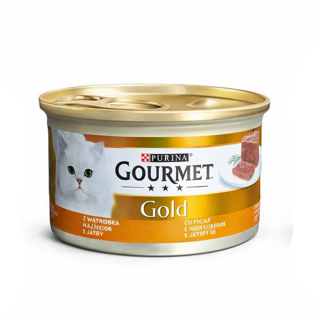 کنسرو گربه گورمت با طعم جگر Gourmet Gold with Liver وزن 85 گرم