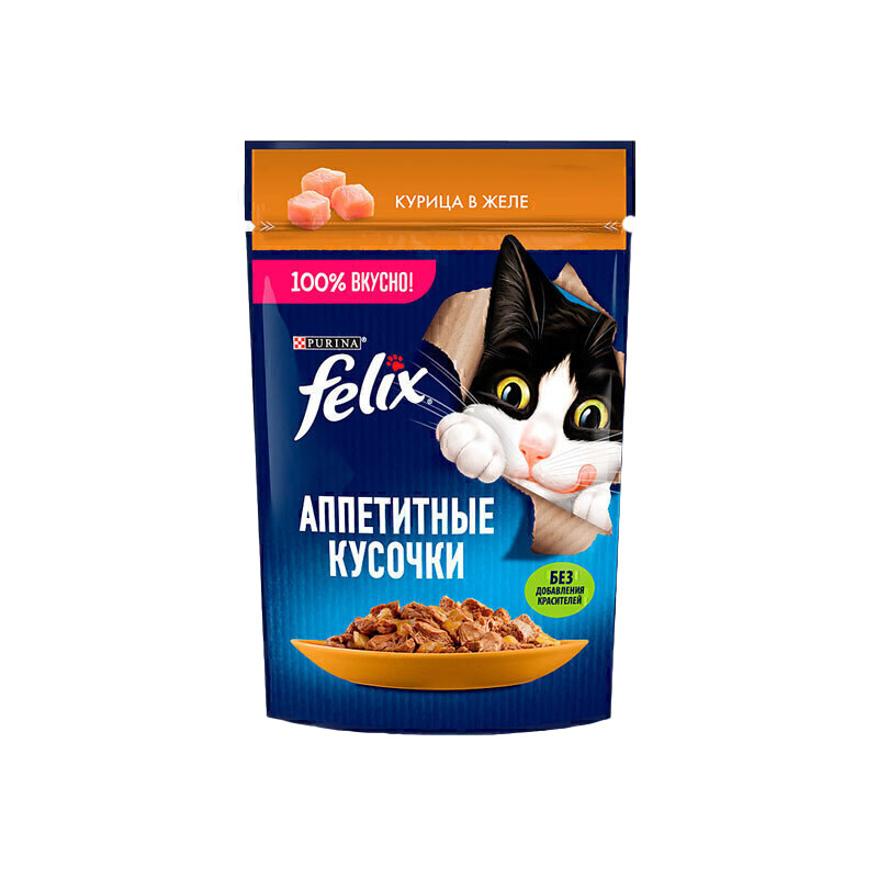 پوچ گربه فلیکس با طعم مرغ Felix Chicken In Jelly وزن 75 گرم