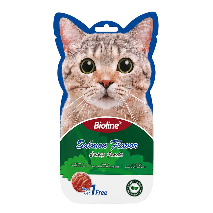 بستنی گربه کت نیپ بایولاین با طعم ماهی سالمون Bioline Cat Snacks with Salmon and Catnip بسته 5 عددی