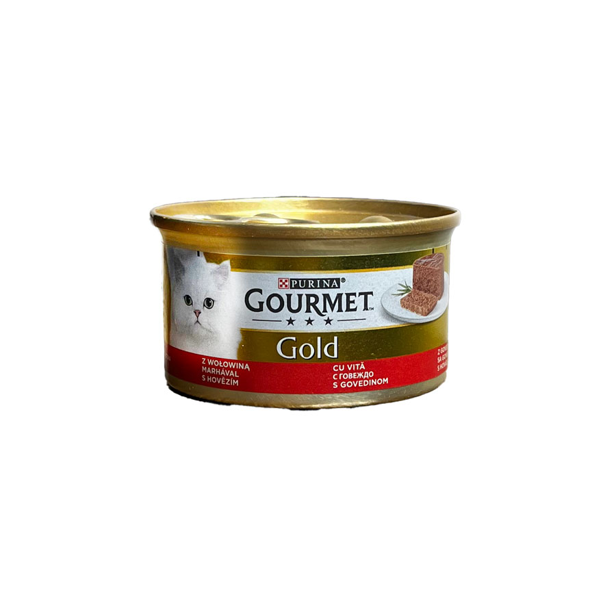 کنسرو گربه گورمت با طعم بیف Gourmet Gold with Beef وزن 85 گرم