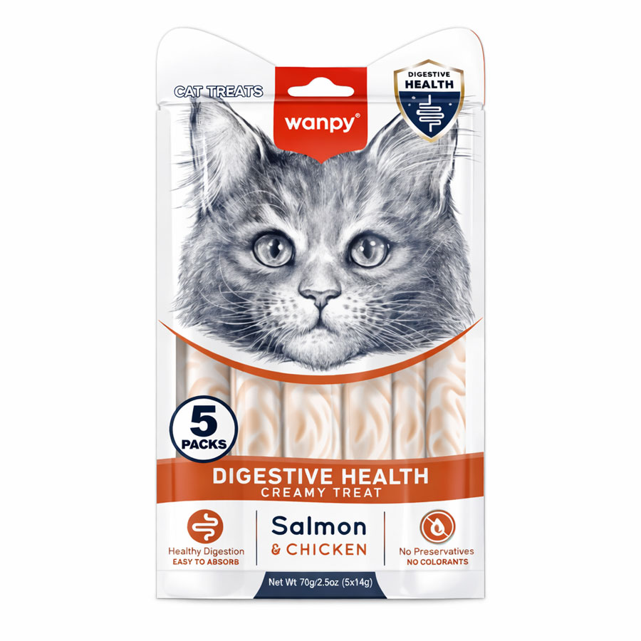 بستنی درمانی گربه ونپی مخصوص مشکلات گوارشی با طعم مرغ و ماهی سالمون Wanpy Digestive Health Creamy Treat