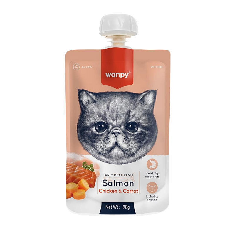 پودینگ گربه ونپی با طعم ماهی سالمون، مرغ و هویج Wanpy Soup Salmon, Chicken & Carrot وزن 90 گرم