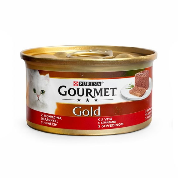 کنسرو گربه گورمت با طعم بیف Gourmet Gold with Beef وزن 85 گرم
