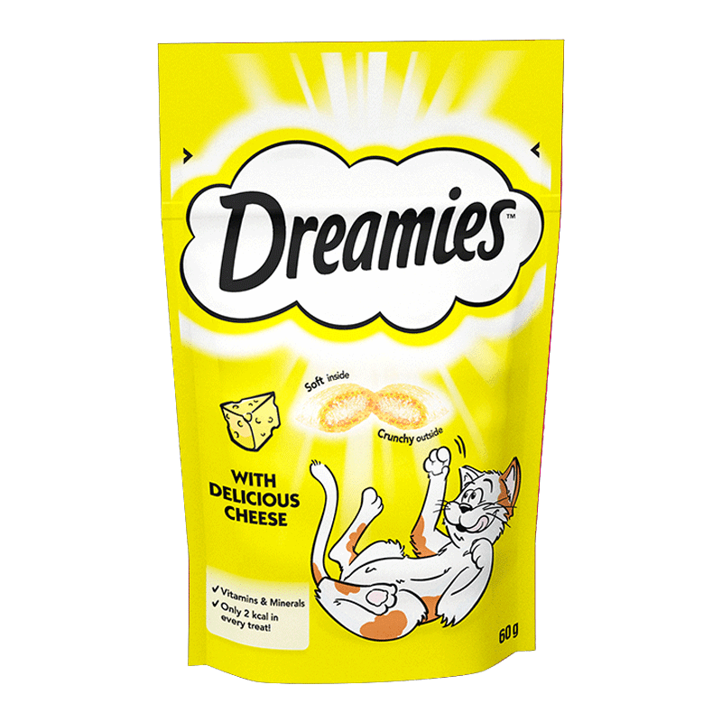 تشویقی گربه دریمیز با طعم پنیر Dreamies Cat Snack with Cheese وزن 60 گرم