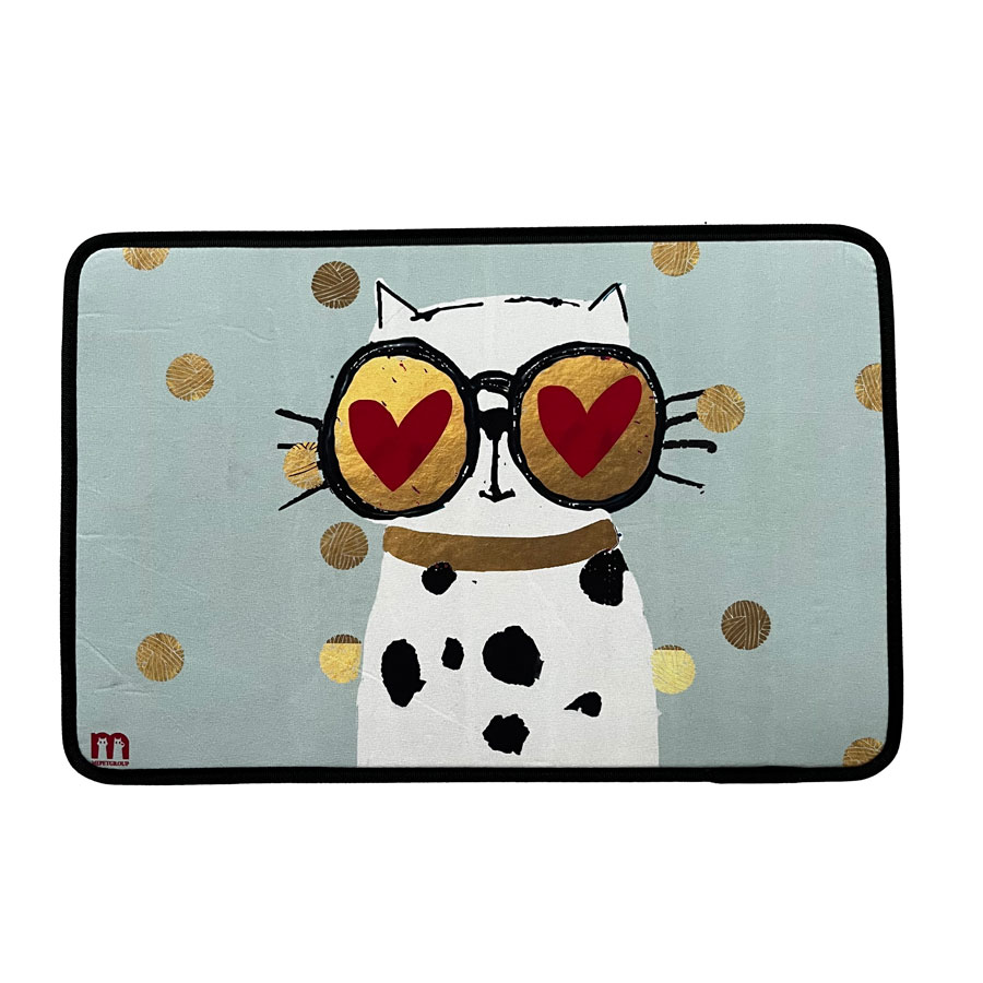 مت زیر ظرف آب و غذا می پت طرح چشم گربه ای