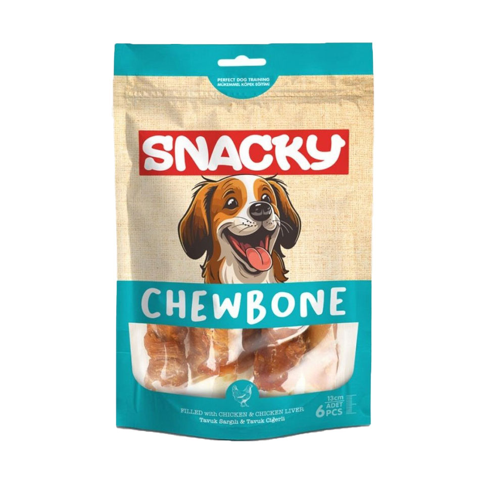 تشویقی سگ اسنکی دور پیچ مرغ و جگر مرغ Snacky Chewbone chicken & chicken liver