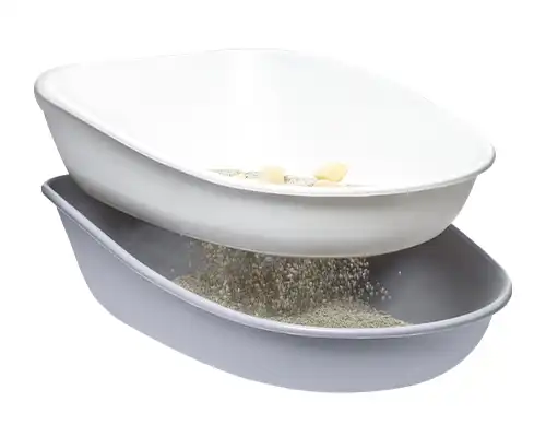 ظرف خاک گربه زاریکس همراه با بیلچه و توری تخلیه و لگن زاپاس