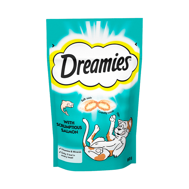 تشویقی گربه دریمیز با طعم ماهی سالمون Dreamies Cat Snack with Salmon وزن 60 گرم