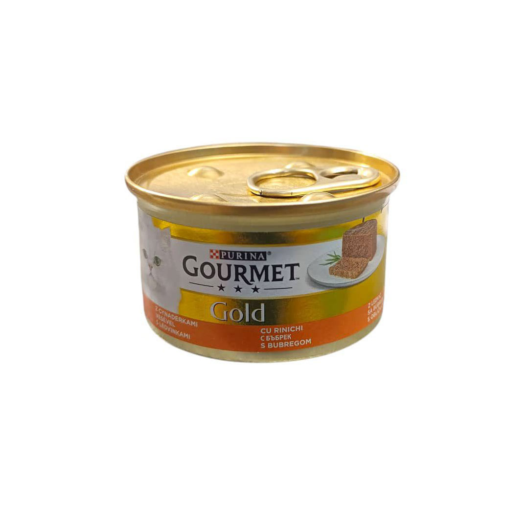 کنسرو گربه گورمت با طعم قلوه Gourmet Gold with Kidney وزن 85 گرم