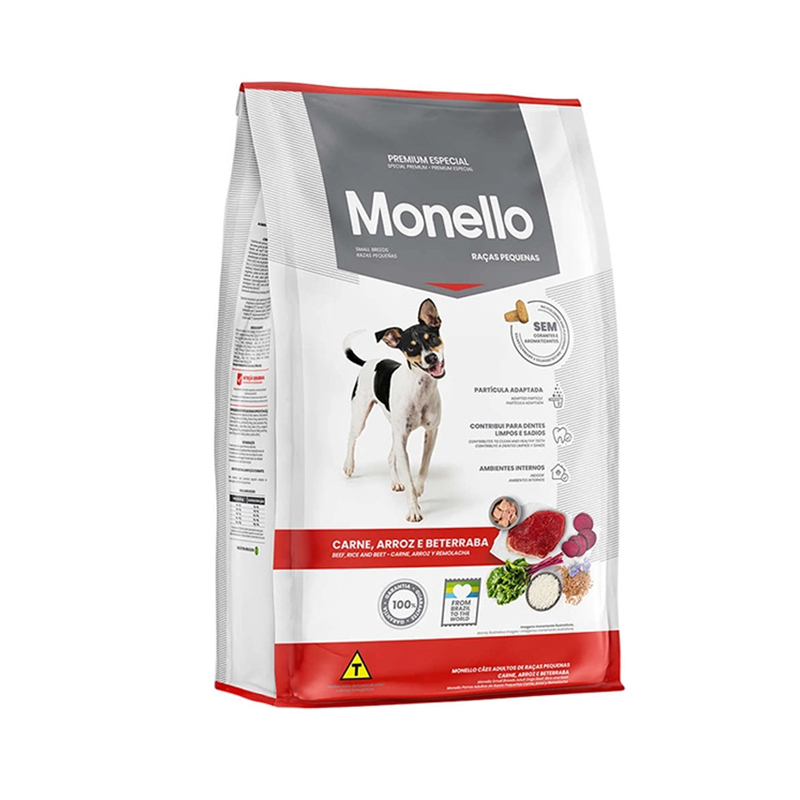 غذای خشک سگ مونلو نژاد کوچک با طعم گوشت و برنج monello
