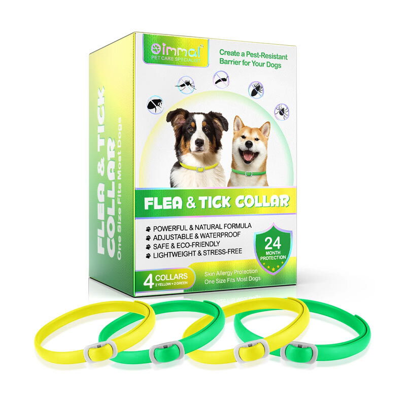 قلاده ضد کک و کنه سگ اویمال رنگ سبز و زرد 4 عددی oimmal flea & tick collar