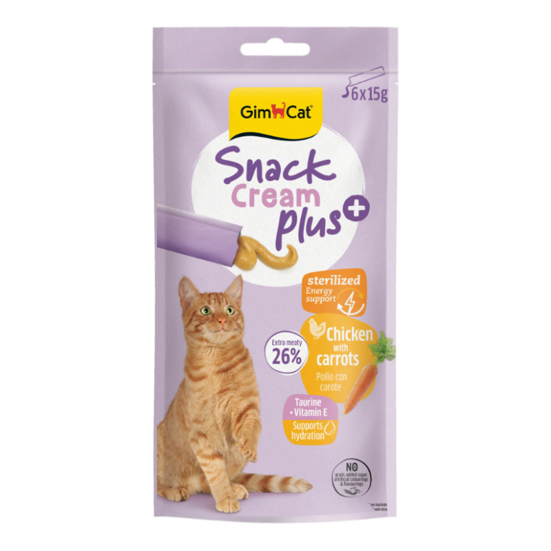 بستنی گربه عقیم شده جیم کت با طعم مرغ و هویج GimCat Snack Cream Plus