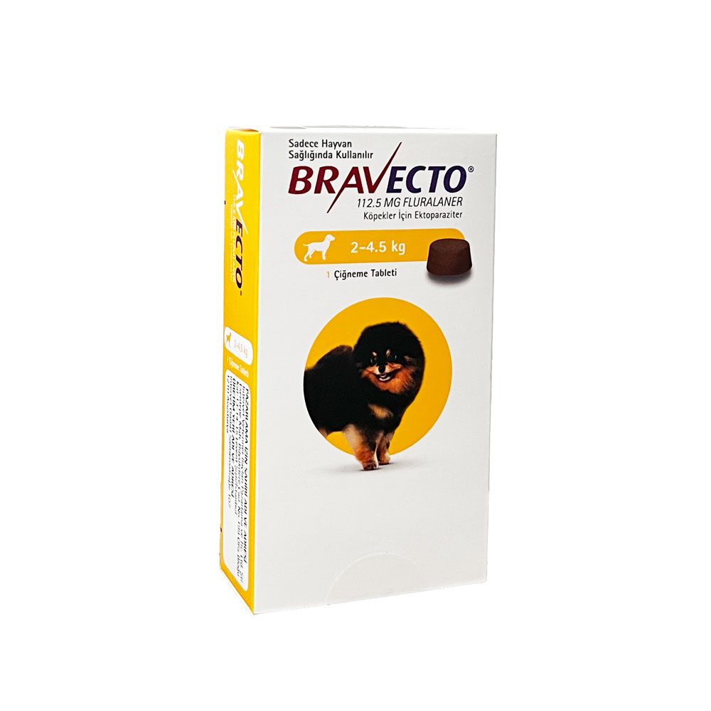 قرص ضد کک و کنه سگ براوکتو ترک bravecto وزن 2 تا 4.5 کیلوگرم