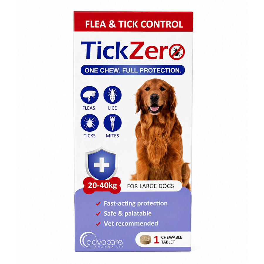 قرص ضد کک و کنه سگ تیک زیرو ادواکر Advacare TickZero وزن 20 تا 40 کیلوگرم