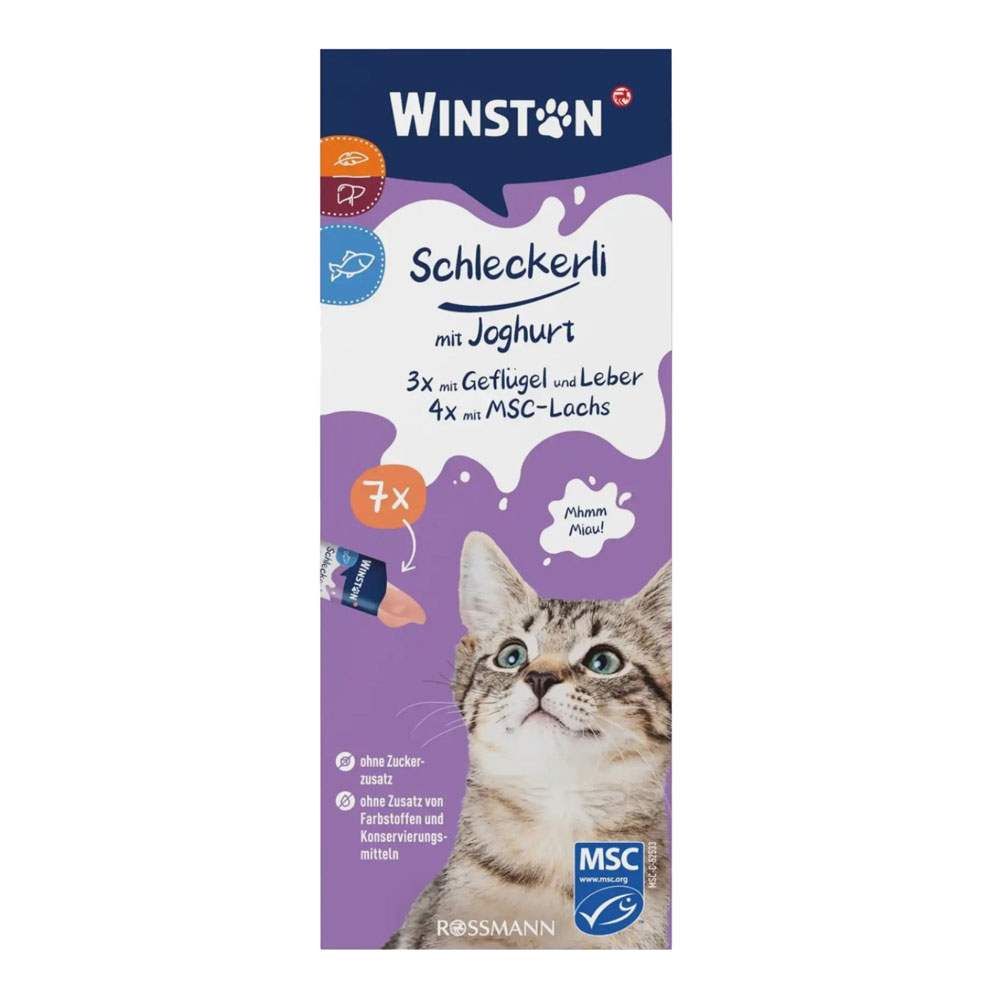 بستنی ماستی گربه وینستون با طعم مرغ وجگر و ماهی سالمون 7 عددی