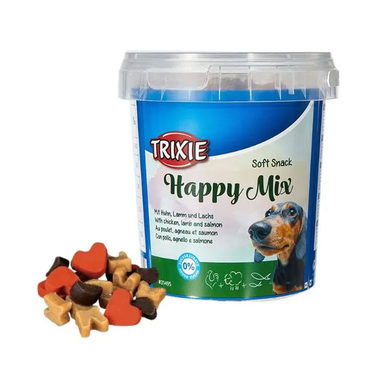 تشویقی سگ سطلی مدل قلب با طعم مرغ، بره و سالمون تریکسی trixie happy mix