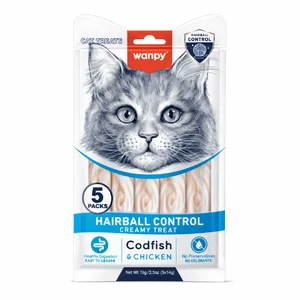 بستنی درمانی گربه ونپی ضد گلوله مویی با طعم مرغ و ماهی کاد Wanpy Hairball Control Creamy Treat