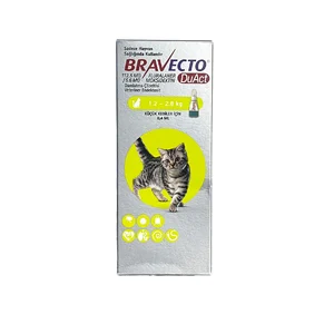 قطره موضعی ضدکک و کنه گربه های نژاد 1.2 تا 2.8 کیلوگرم براوکتو Bravecto DuAct Spot-On Solution for Small Cats