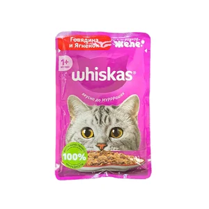 پوچ گربه ویسکاس روس طعم گوشت و بره در ژله 75 گرم