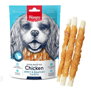 تشویقی سگ ونپی مدل مرغ دور پیچ فلورایدی Chicken Jerky & Rawhide Twists