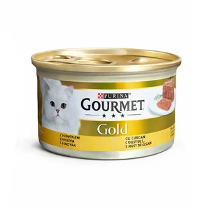 کنسرو گربه گورمت با طعم بوقلمون Gourmet Gold with Turkey وزن 85 گرم