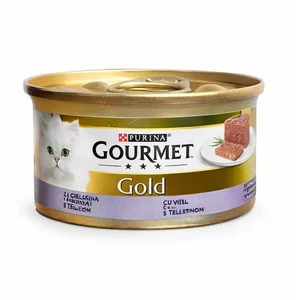 کنسرو گربه گورمت با طعم گوشت گوساله Gourmet Gold with Veal وزن 85 گرم