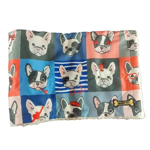 پتو طرح مربعی رنگی فرنچ بولداگ