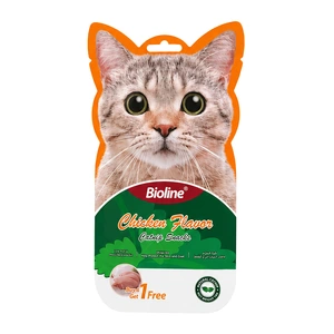 بستنی گربه کت نیپ بایولاین با طعم مرغ Bioline Cat Snacks with Chicken and Catnip بسته 5 عددی