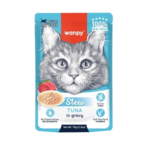 پوچ خورشتی گربه ونپی مدل استیو با طعم تن Wanpy Stew With Tuna in Gravy وزن 70 گرم