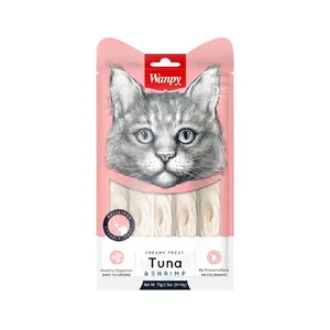بستنی گربه با طعم ماهی تن و میگو ونپی wanpy creamy treat tuna & shrimp