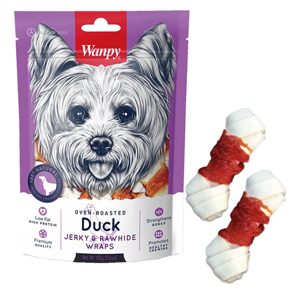 تشویقی دنتال ونپی سگ مدل دورپیچ اردک Duck Jerky & Rawhide Wraps