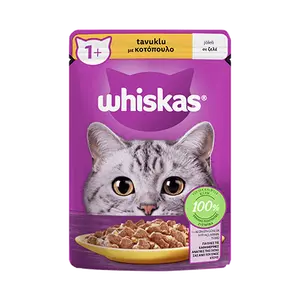پوچ گربه ویسکاس با طعم مرغ در سس Whiskas chicken in gravy وزن 85 گرم