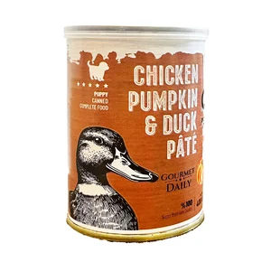 کنسرو پته گوشت مرغ و اردک و کدو تنبل مخصوص توله سگ برند dps وزن 400 گرمی