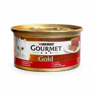 کنسرو گربه گورمت با طعم بیف Gourmet Gold with Beef وزن 85 گرم