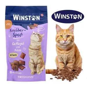 تشویقی گربه وینستون کرم دار با طعم مرغ و پنیر 50 گرم